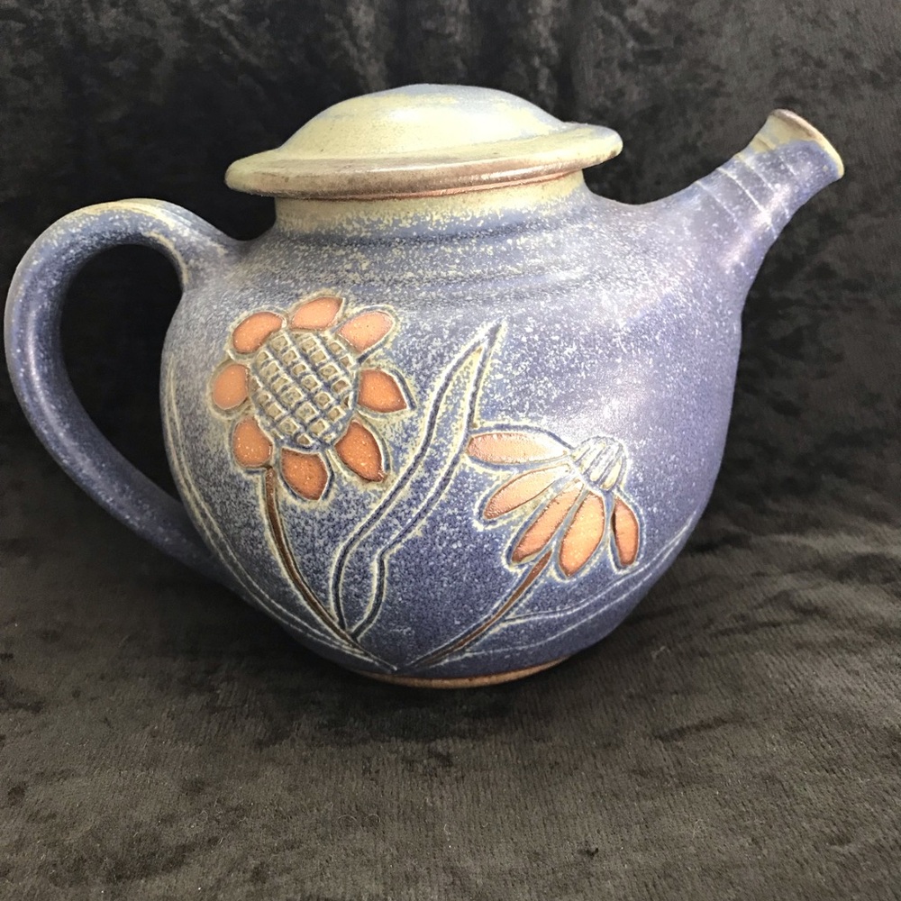 Handcrafted Blue Floral Teapot